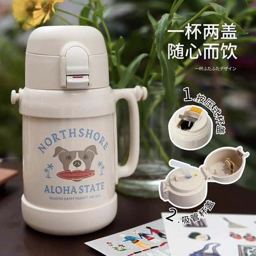 (5起少2元)日本haleiwa哈雷蛙一杯双盖儿童保温杯400ml  吸管盖＋中枢盖（两种颜色） 商品图1