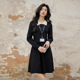 奢姿大码女装2025秋季气质POLO领连衣裙胖妹妹坑条时尚针织裙子9853893114