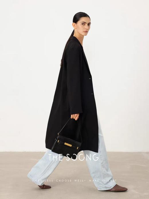THESOONG"醋酸羊毛*切丝菲尔德直身型黑色西装大衣外套HSDY5179 商品图1