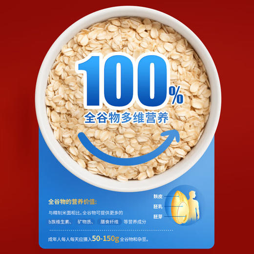 燕麦片礼盒1kg内含3包独立包装高纤维即食早餐家庭健康节假日礼赠装 商品图5