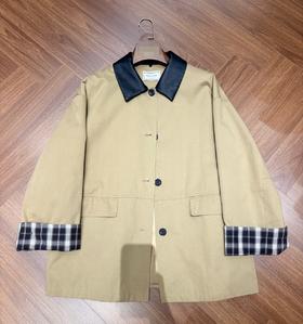 【门店同款】ENJOY秋季“光阴序语”袖子拼格皮质领外套 165802917