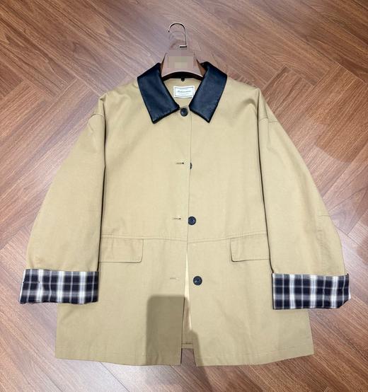 【门店同款】ENJOY秋季“光阴序语”袖子拼格皮质领外套 165802917 商品图0