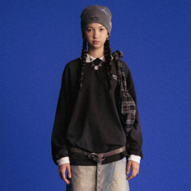 GOODBAI GOODEES 印花擦脏翻领oversize长袖polo衫