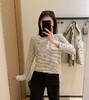 香香5号条纹T雪花肌理软糯植绒撞色长袖T恤 商品缩略图3