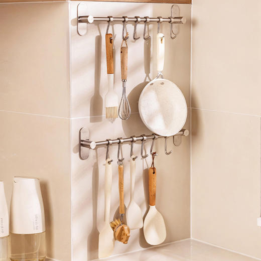 摩登主妇304不锈钢厨房置物架锅铲子勺子挂架挂杆免打孔收纳挂钩 商品图1