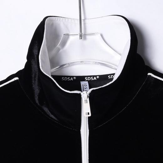 WT223SDSA男士秋冬新款痞帅男装绒面撞色拉链立领卫衣百搭时尚开衫外套 商品图2