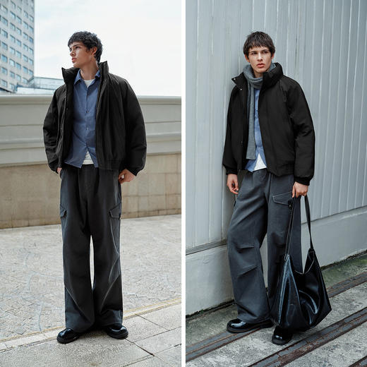 森马羽绒服男飞行员外套三防2025冬季新款保暖立领上衣宽松插肩袖 商品图4