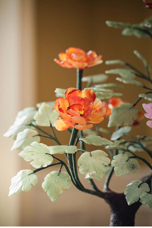 【已售】独角鹿西洋古董 20世纪中国创汇时期出品传统花卉纹景泰蓝盆装饰「红粉芙蓉」珍宝像生盆景 商品图1