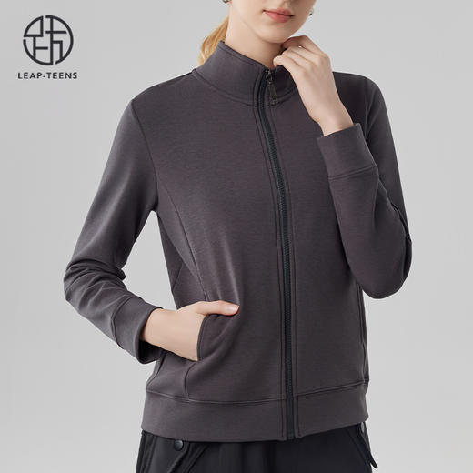 跃牌【砂洗空气层系列】女砂洗全拉链立领外套W11G1 商品图5