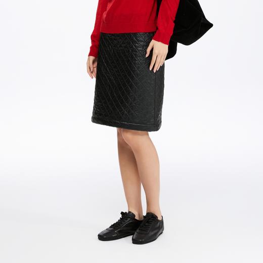 oneup油蜡感菱形方格半身裙 商品图3