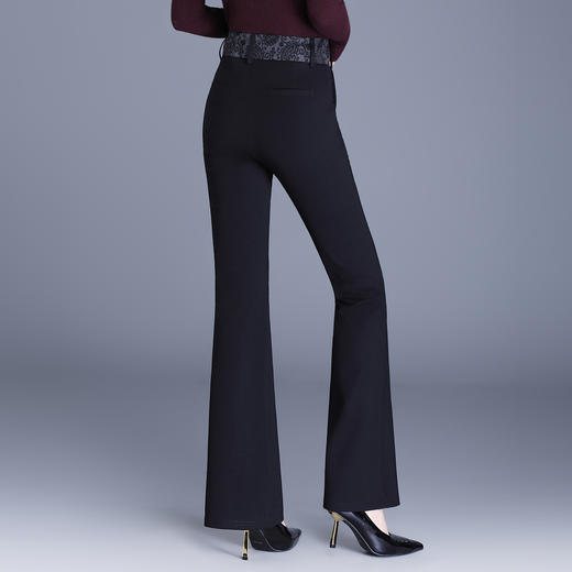 QYM 9850-Y印花拼结高腰微喇裤垂感休闲裤西装喇叭裤 商品图2