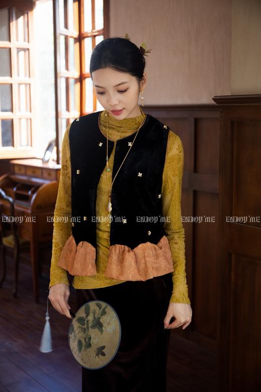 【门店同款】ENJOY秋季云敛-东方画笔植绒提花打底衫 166493626 商品图0