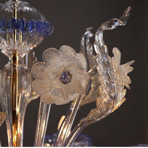 独角鹿西洋古董 20世纪意大利出品穆拉诺玻璃点金工艺修饰花叶主题烛台式枝形吊灯及壁灯三件套 商品图3