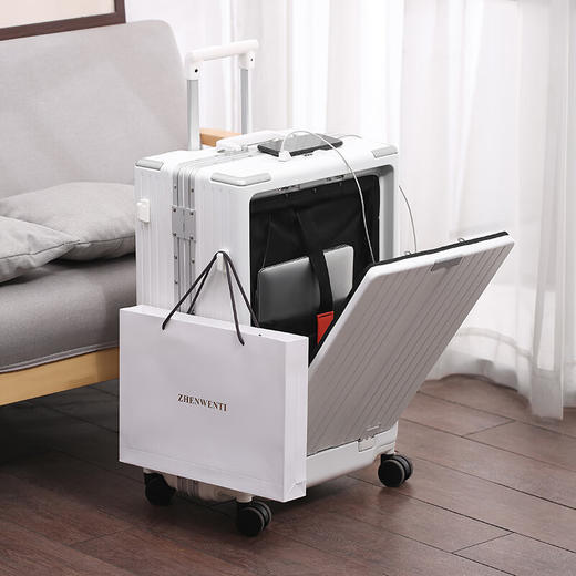 凯亚仕独立前仓多功能旅行箱20/24寸KYS-LK6222 白色 商品图5