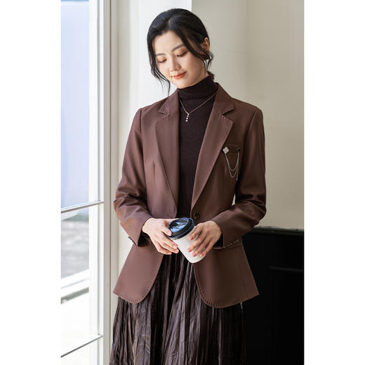 剩S/L/XL 米思阳【通勤西服】2026春款修身显瘦挺括工艺感小西装0444 商品图3