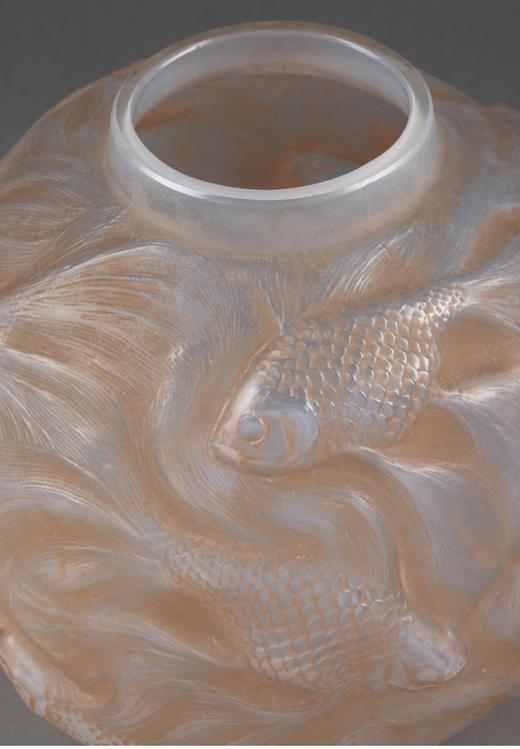 独角鹿西洋古董 1924年法国水晶工坊出品「Formose 锦鲤」主题橙色欧泊水晶花瓶 商品图2