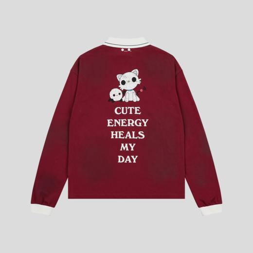 GOODBAI GOODEES 印花擦脏翻领oversize长袖polo衫 商品图4