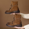 FR 85129马丁靴厚底复古时尚系带中筒骑士靴 商品缩略图0
