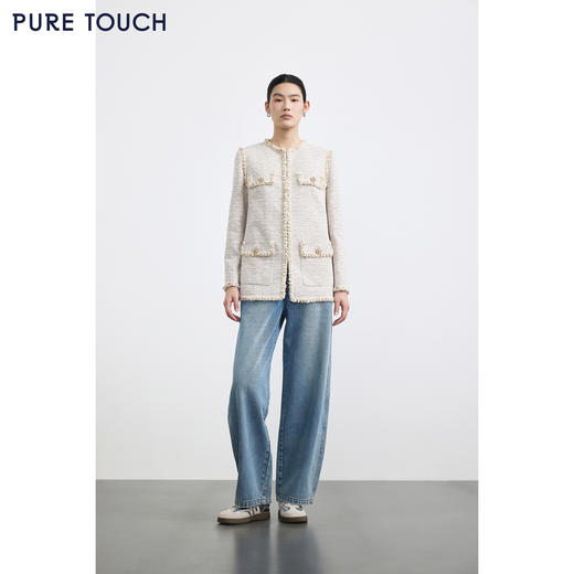 PURE TOUCH女装25秋冬新款粗花呢外套百搭法式小香风直筒短外套 商品图1