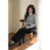鹿向南「蟋蟀夜鸣」黑色高腰牛仔裤女秋季新款修身百搭拖地喇叭裤 商品缩略图4
