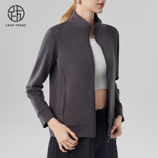 跃牌【砂洗空气层系列】女砂洗全拉链立领外套W11G1 商品图6
