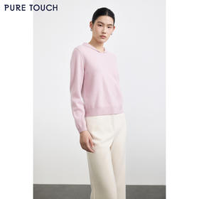 PURE TOUCH女装25秋冬新款海军翻领羊毛衫百搭宽松直筒套头针织衫