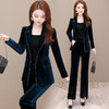 金丝绒小西装套装女2025年秋季新款洋气修身西服阔腿裤气质两件套 商品缩略图0