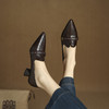 【预售5天】小众高级感女鞋真皮尖头法式女鞋复古百搭金属扣高跟鞋MLS&A1038 商品缩略图1