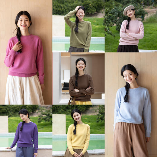 绽放547朵/多色显瘦圆领套头毛针织衫遮肉显瘦毛衣女秋冬打底衫 商品图0