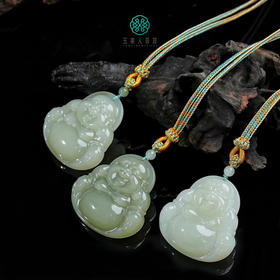 和田玉吊坠-晴水佛公吊坠配绳约50mm