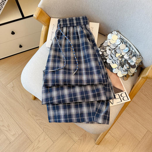 GYH 9363复古慵懒风格子裤宽松休闲显瘦遮垮阔腿裤 商品图1