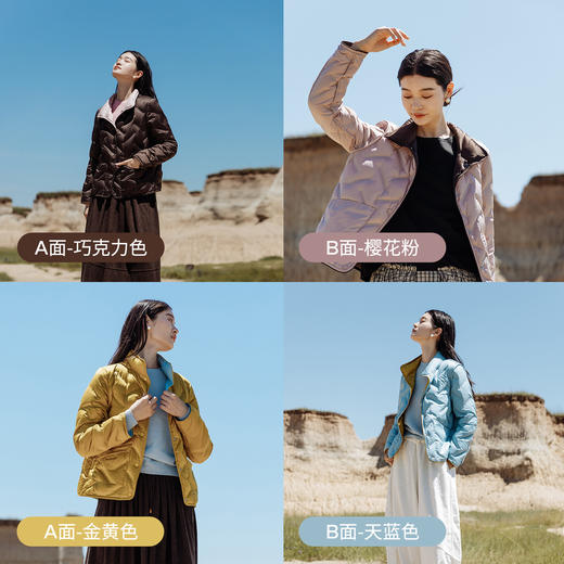 绽放545朵/多色双面穿半高领百搭95白鹅绒短款羽绒服女秋冬新款 商品图1
