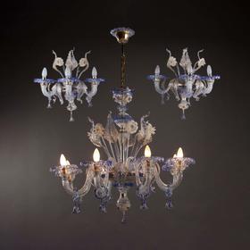 独角鹿西洋古董 20世纪意大利出品穆拉诺玻璃点金工艺修饰花叶主题烛台式枝形吊灯及壁灯三件套