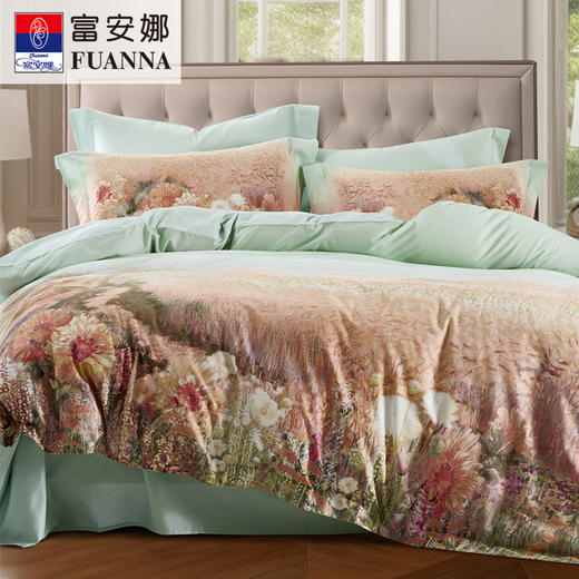 【6楼】富安娜独幅床单四件/大自然艺术家·风吹麦浪，牌牌价3680~3980，活动价1599~1699元 商品图0