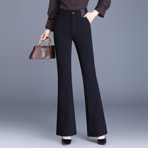 QYM 9849-Y微喇西装裤弹力高腰休闲裤宽松大码裤 商品图0
