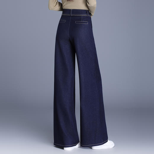 QYM 9846-Y阔腿裤高腰牛仔裤宽松直筒休闲裤气质 商品图2