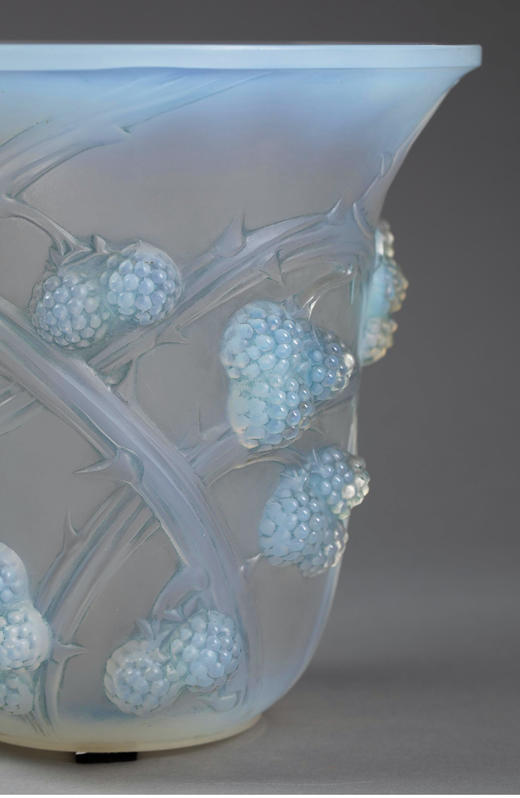 独角鹿西洋古董 1930年法国水晶工坊出品「MURES 黑莓」主题蓝色欧泊水晶花瓶 商品图4