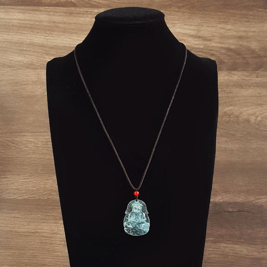 【天然正品】天然收藏级老坑木那高冰种观音坐莲（平安安乐）翡翠吊坠项链230325AH23 现售价：11800 商品图10