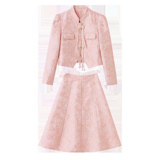 新中式G风提花盘扣时尚气质半身裙两件套套装YQH2612 商品图4