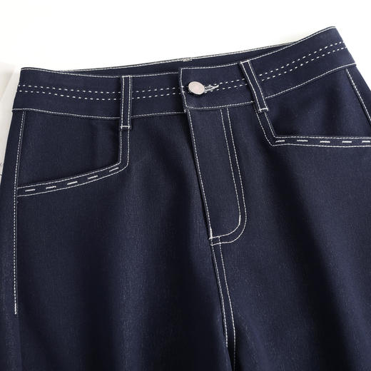 QYM 9847-Y牛仔阔腿裤气质垂感休闲裤妈妈装直筒裤 商品图3