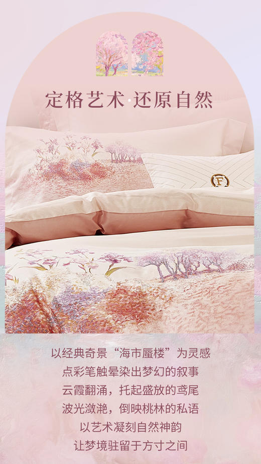 【6楼】富安娜独幅床单四件/大自然艺术家·海韵花影，牌牌价3680/3980，活动价1499/1599元 商品图3