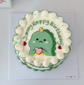 小恐龙手绘复古蛋糕-低糖处理无添加
