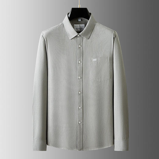 【100%棉】【DKP】大依优型大码男士条纹衬衫翻领长袖纯棉新款商务休闲加肥加大码时尚方领100%棉百搭300斤 商品图5