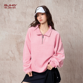 BJHG不计后果美式灯芯绒纯色卫衣男款潮牌秋季新款宽松POLO衫外套