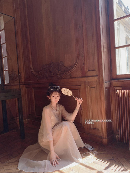 金蘑菇菇 墨雨云间 铃兰小鹿/ 新中式系列 刺绣衬衫短裤四件套 商品图7