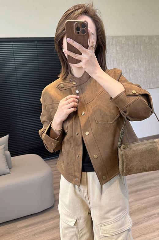 复古美式帅爆了立领纽扣麂 商品图13