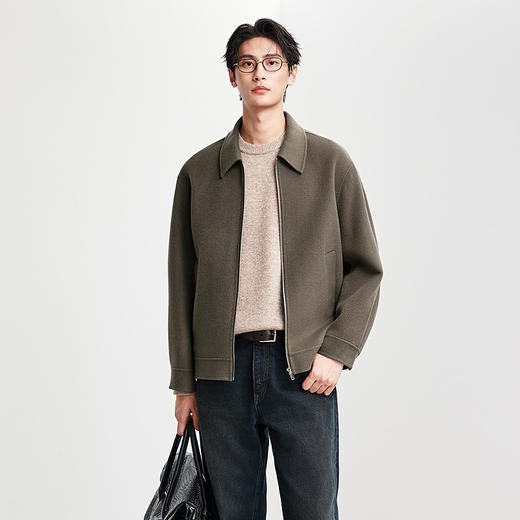 棉仓367811007-短款翻领双面呢夹克 商品图0