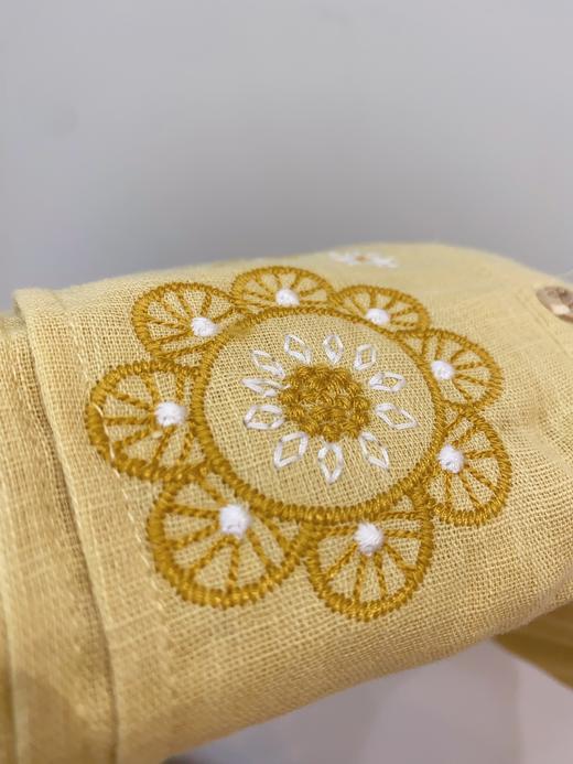 -松植屋《山岚》鸡心领七分袖睡裙 刺绣双层纱布裙子100%棉 商品图3