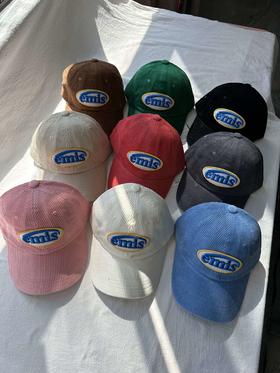 贝壳三 秋冬情侣款灯芯绒软顶棒球帽小众字母刺绣鸭舌帽C091312