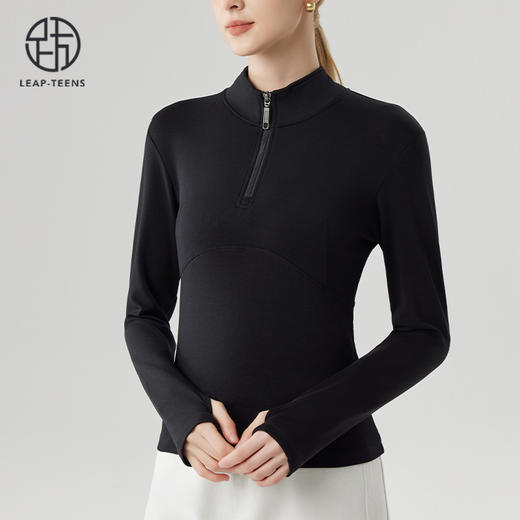 跃牌【砂洗空气层系列】女砂洗半拉链立领卫衣W11G3 商品图7